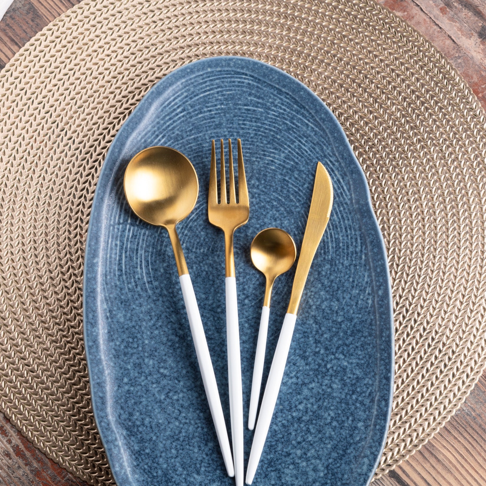 White Gold Cutlery Set of 4