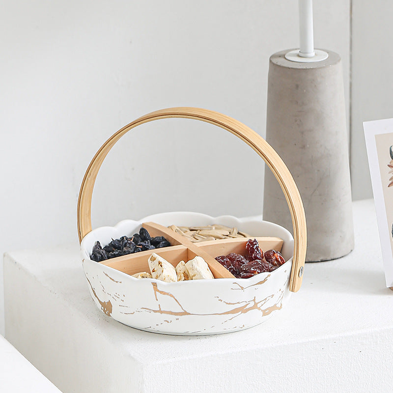 Four Section Basket Platter  - White