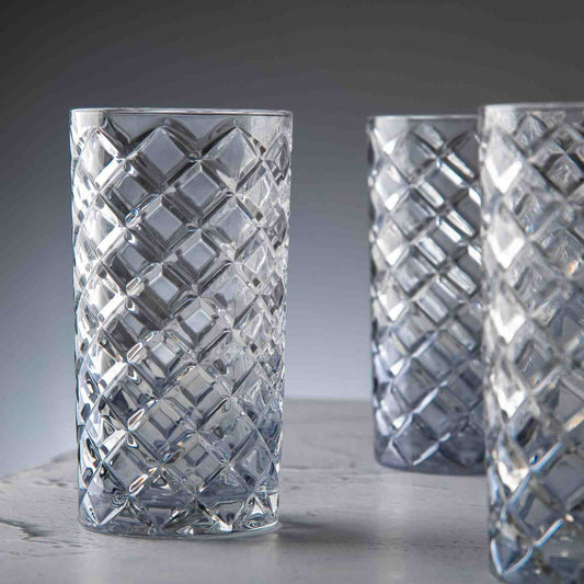 Ethereal Blue Tall Crystal Tumbler - Set of 6