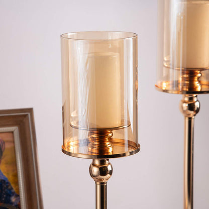 Gold Hurricane Candle holder - Set of 2