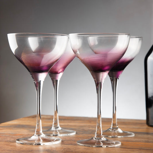 Purple Crystal Cocktail Glass - Set of 4