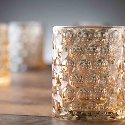 Bead Dot Whiskey Glass - Amber - Set of 6