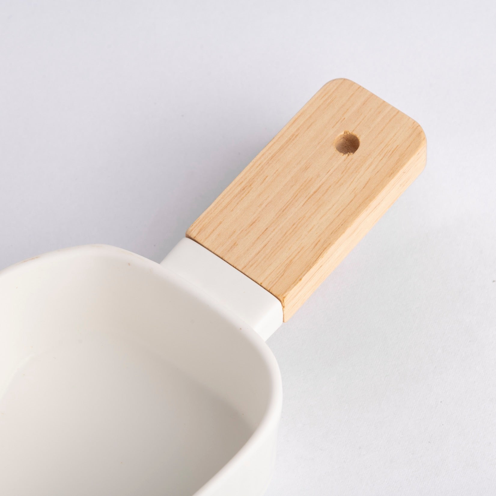 Two-Section Platter with Wooden Handle - White