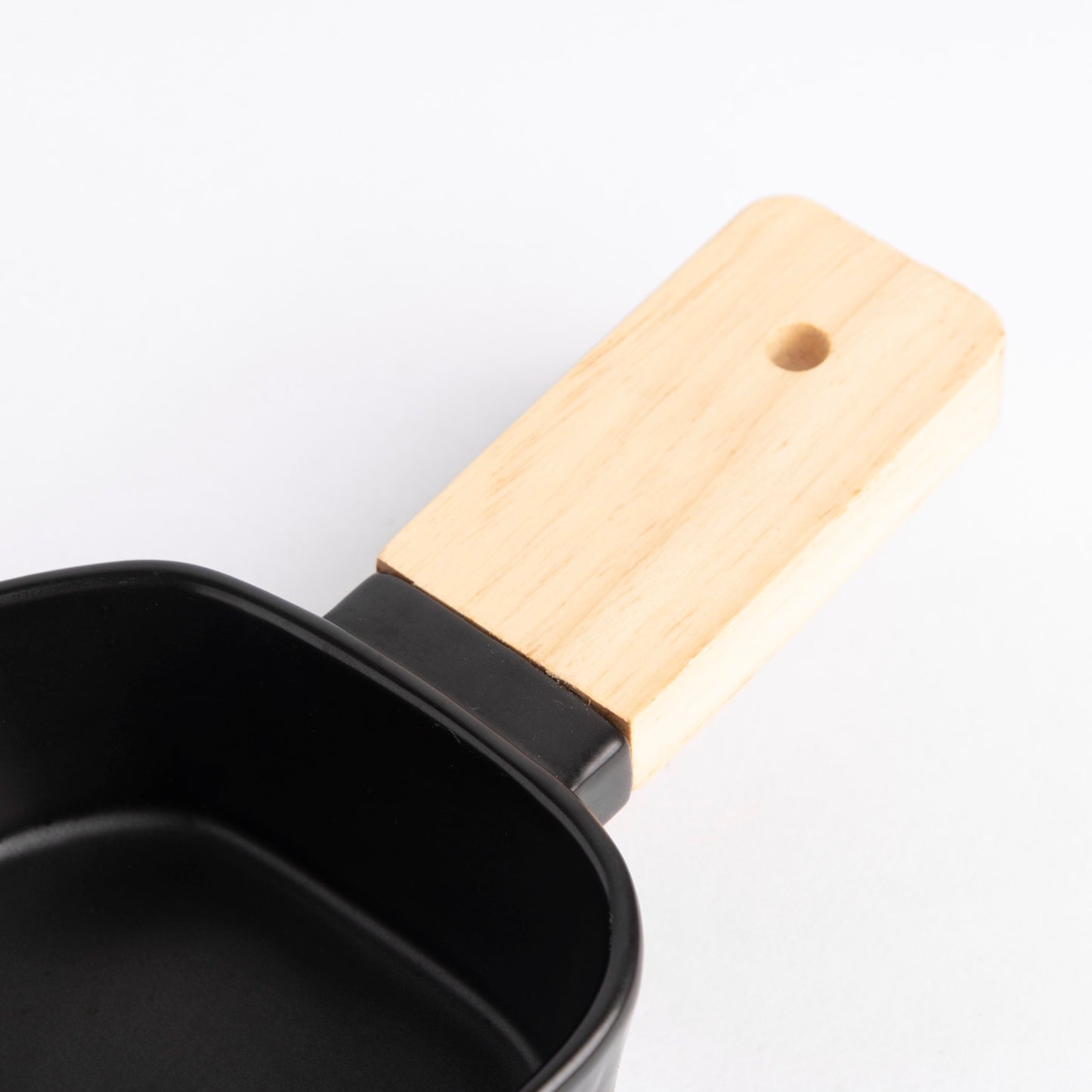 Two Section Platter with Wooden Handle - Black