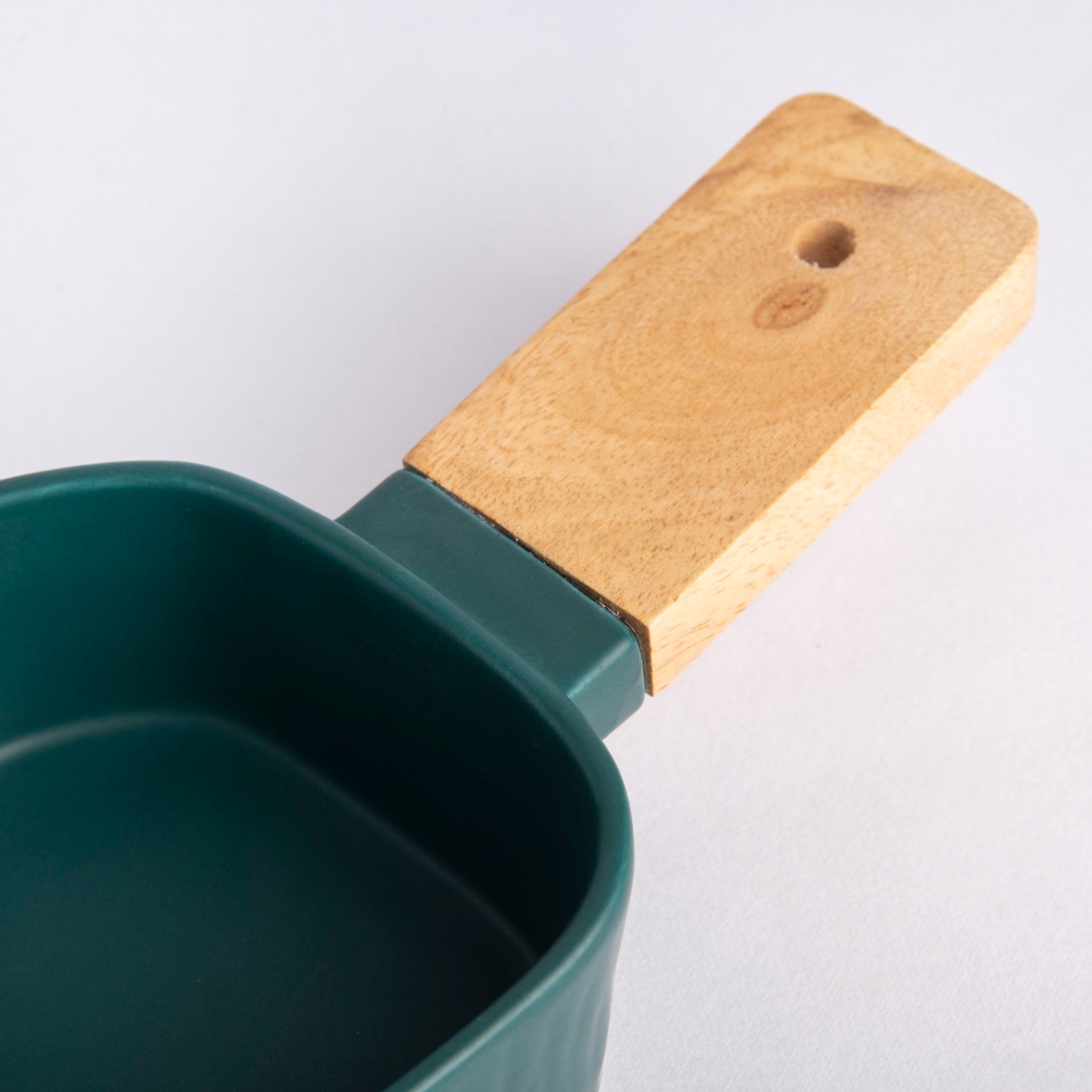 Two-Section Platter with Wooden Handle - Green