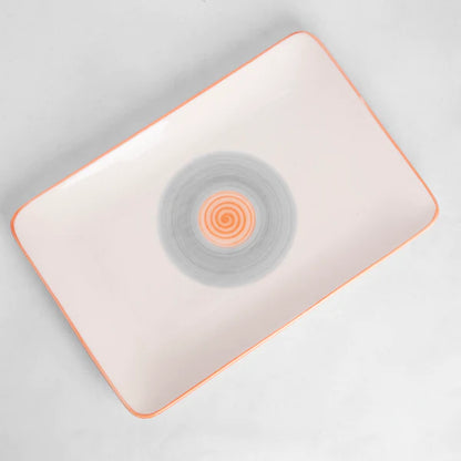 Rainbow Collection Corner Platter - Grey and Pink - 12 in