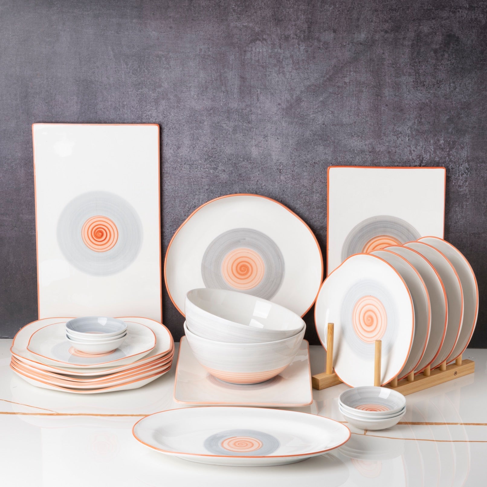 Rainbow Collection - Grey and Pink - 24 Pcs Dinner set for 6