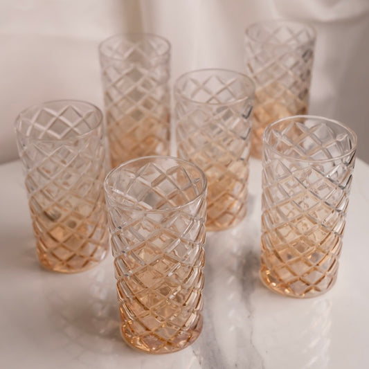 Ethereal Amber Tall Crystal Tumbler - Set of 6