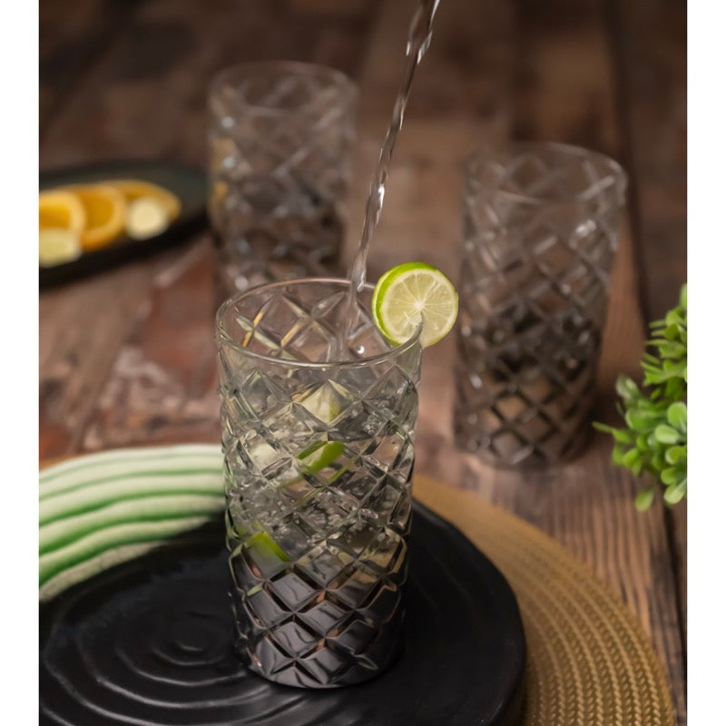 Ethereal Smoke Tall Crystal Tumbler - Set of 6