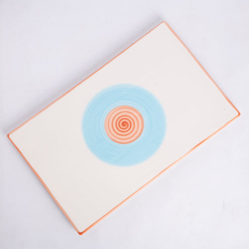 Rainbow Collection Flat Platter- Pink and Blue - 14 inch