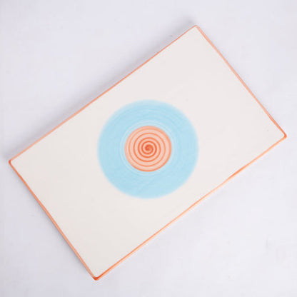 Rainbow Collection Flat Platter- Pink and Blue - 14 inch